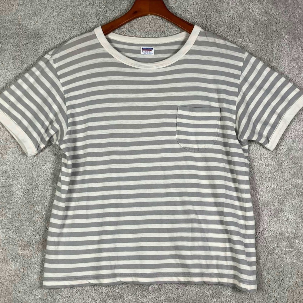 Warehouse Co Japan‎ T-Shirt Mens M Striped Pocket Crew Neck Cotton Japan Repro